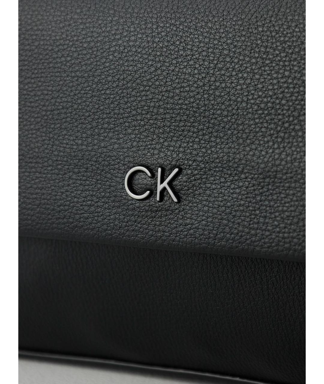 CALVIN KLEIN Черная сумка с короткими ручками из искусственной кожи, фото 5