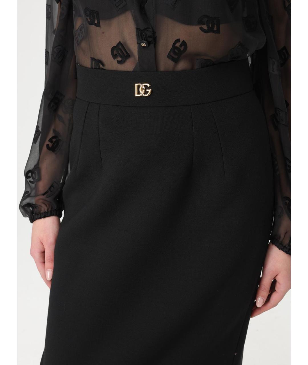 DOLCE&GABBANA Черная шерстяная юбка миди, фото 6
