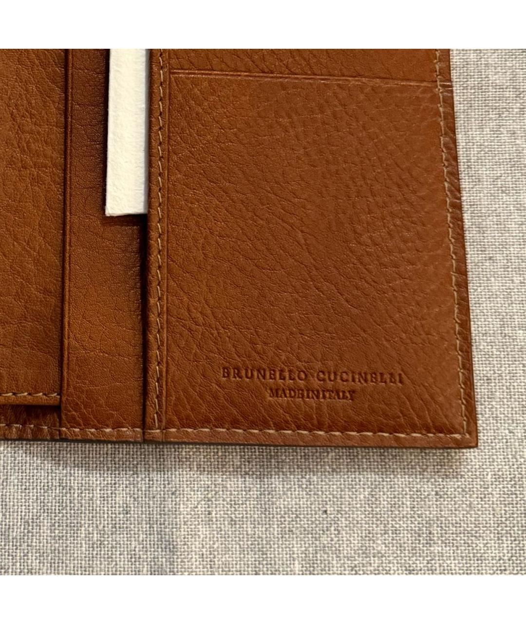 BRUNELLO CUCINELLI Коричневый кожаный кошелек, фото 5