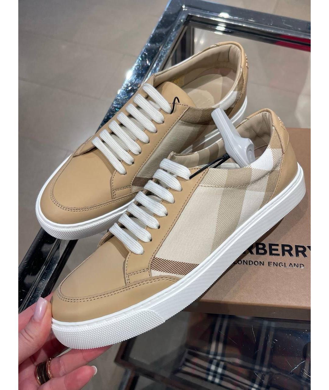 BURBERRY Бежевые кеды, фото 4
