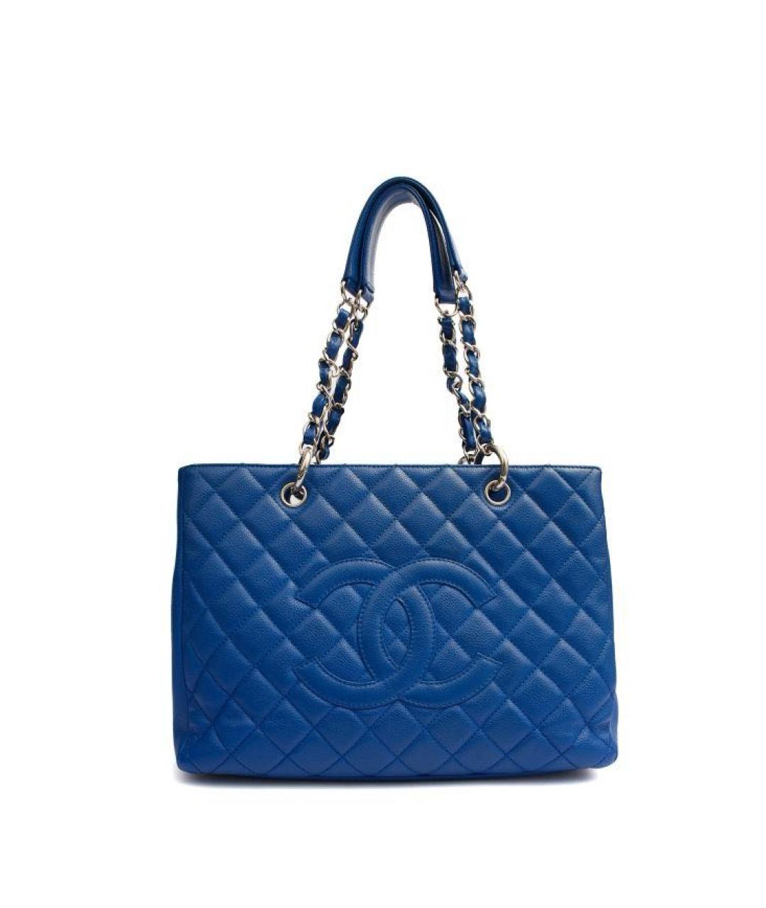 CHANEL Синяя кожаная сумка тоут, фото 6