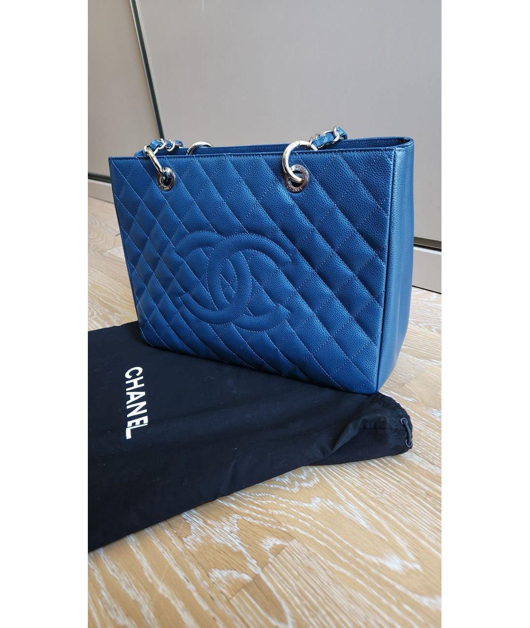 CHANEL Синяя кожаная сумка тоут, фото 2
