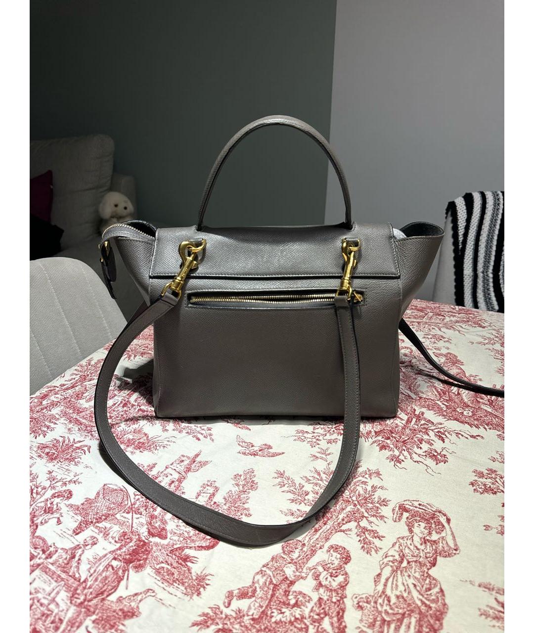 CELINE Антрацитовая кожаная сумка с короткими ручками, фото 3