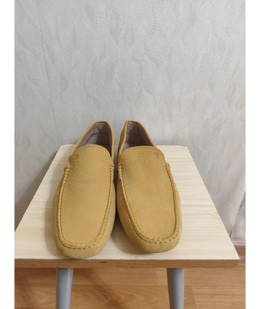 TOD'S Желтые кожаные мокасины, фото 2