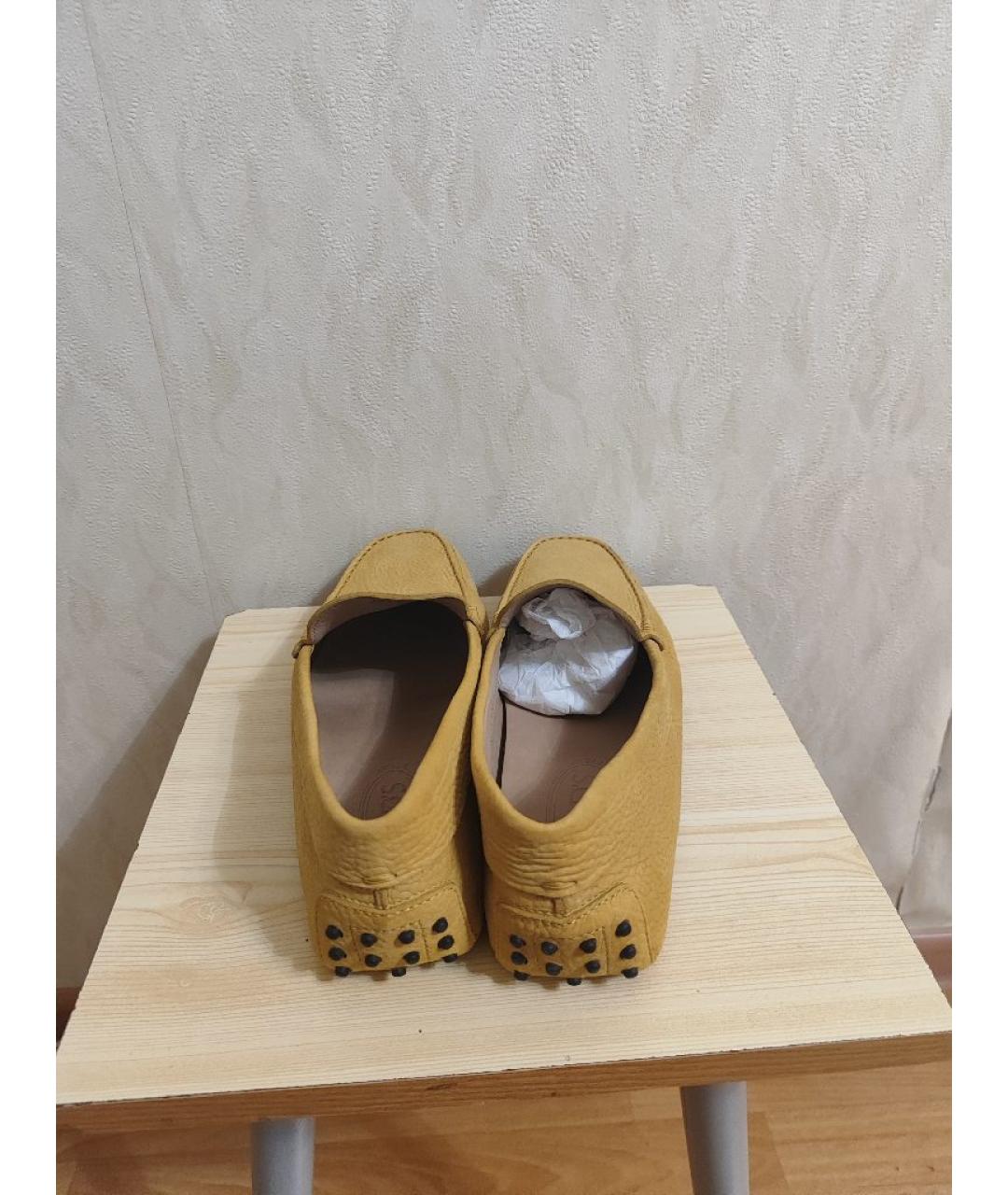 TOD'S Желтые кожаные мокасины, фото 4