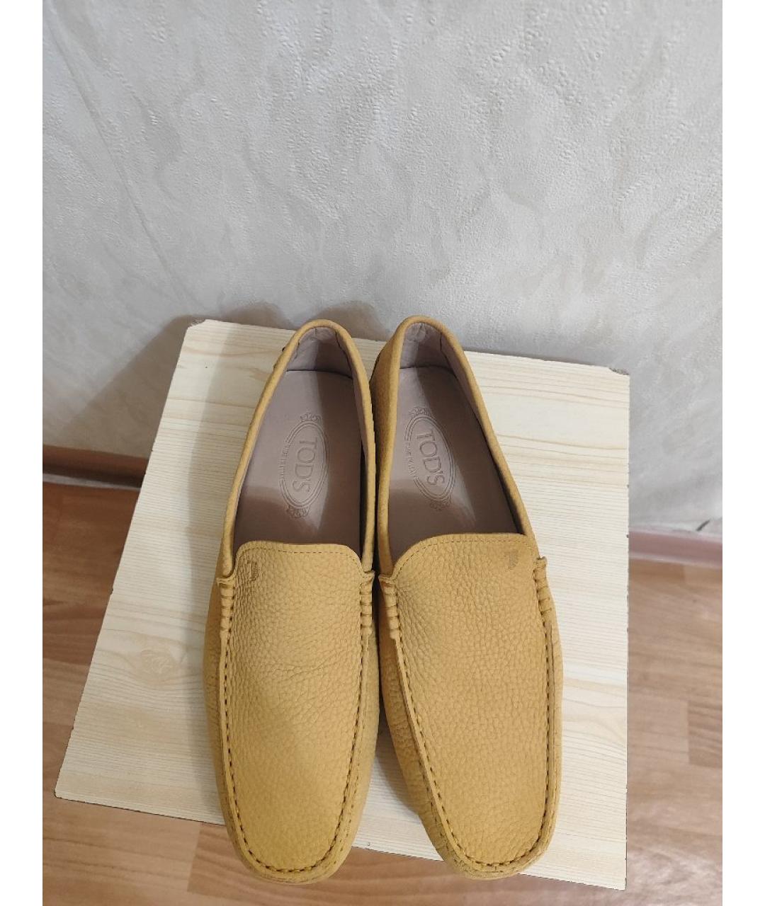TOD'S Желтые кожаные мокасины, фото 3
