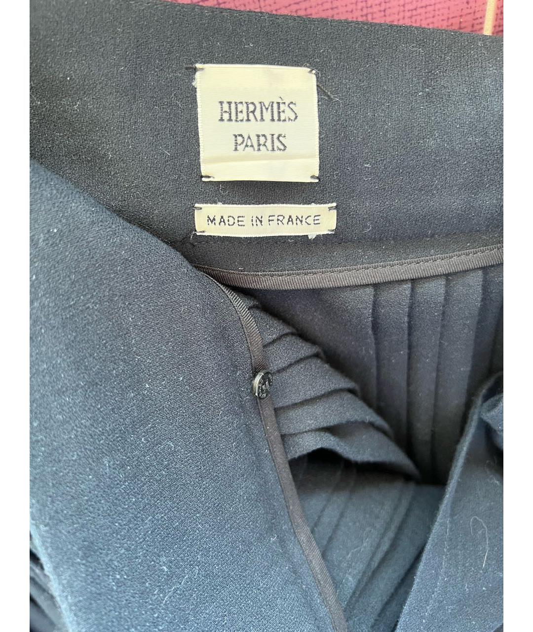 HERMES Темно-синяя хлопковая юбка миди, фото 3