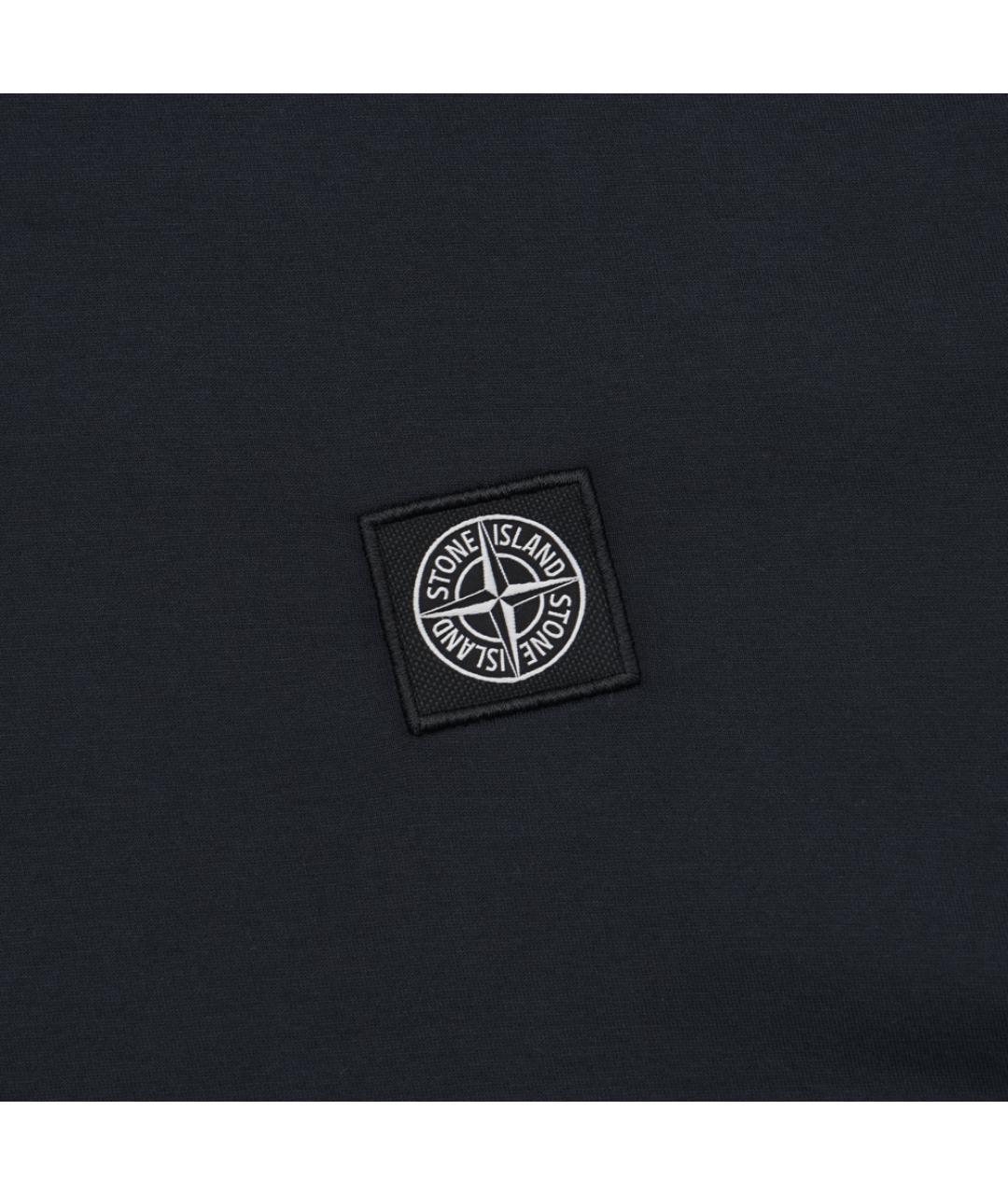 STONE ISLAND Темно-синяя хлопковая футболка, фото 3