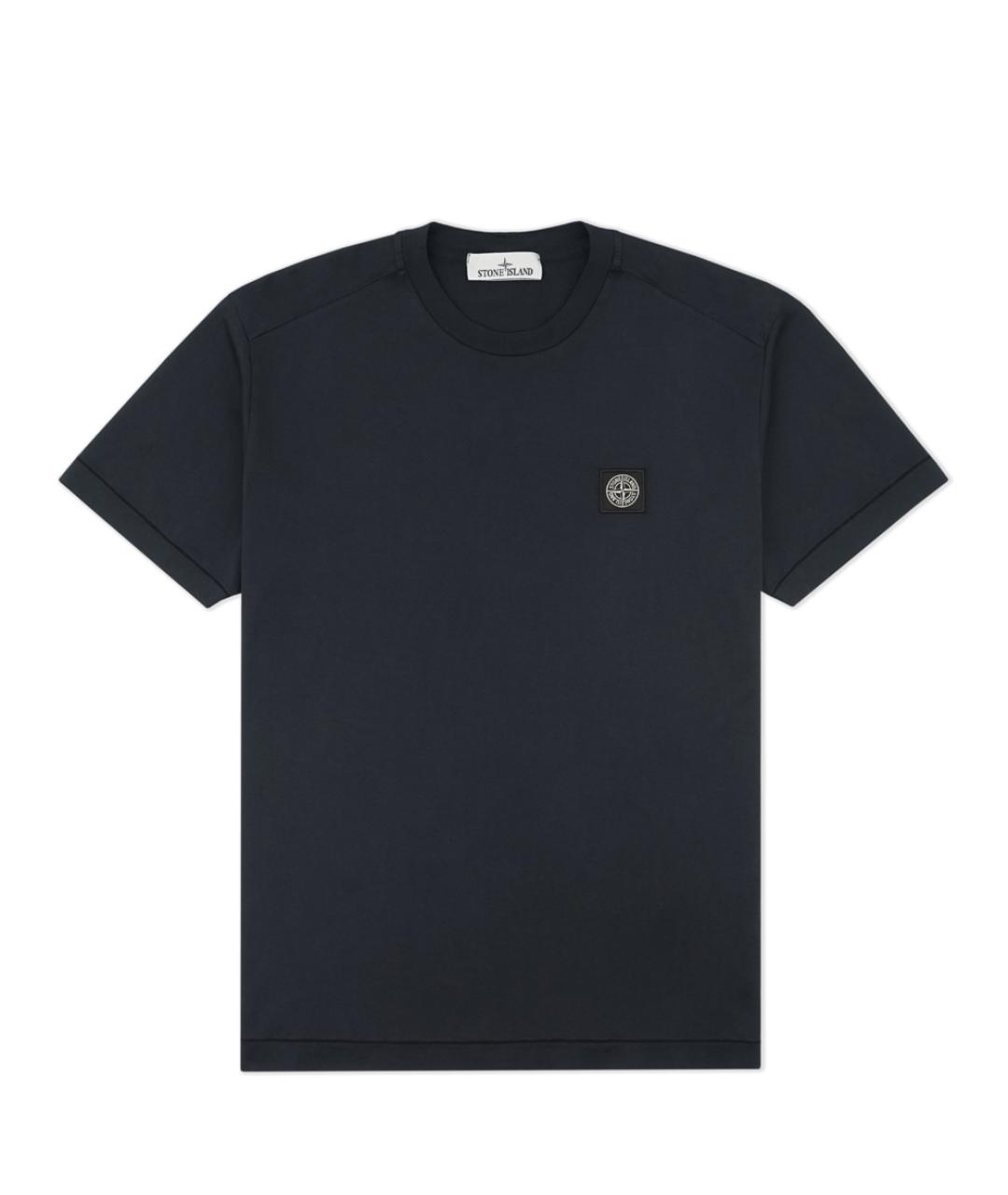 STONE ISLAND Темно-синяя хлопковая футболка, фото 1