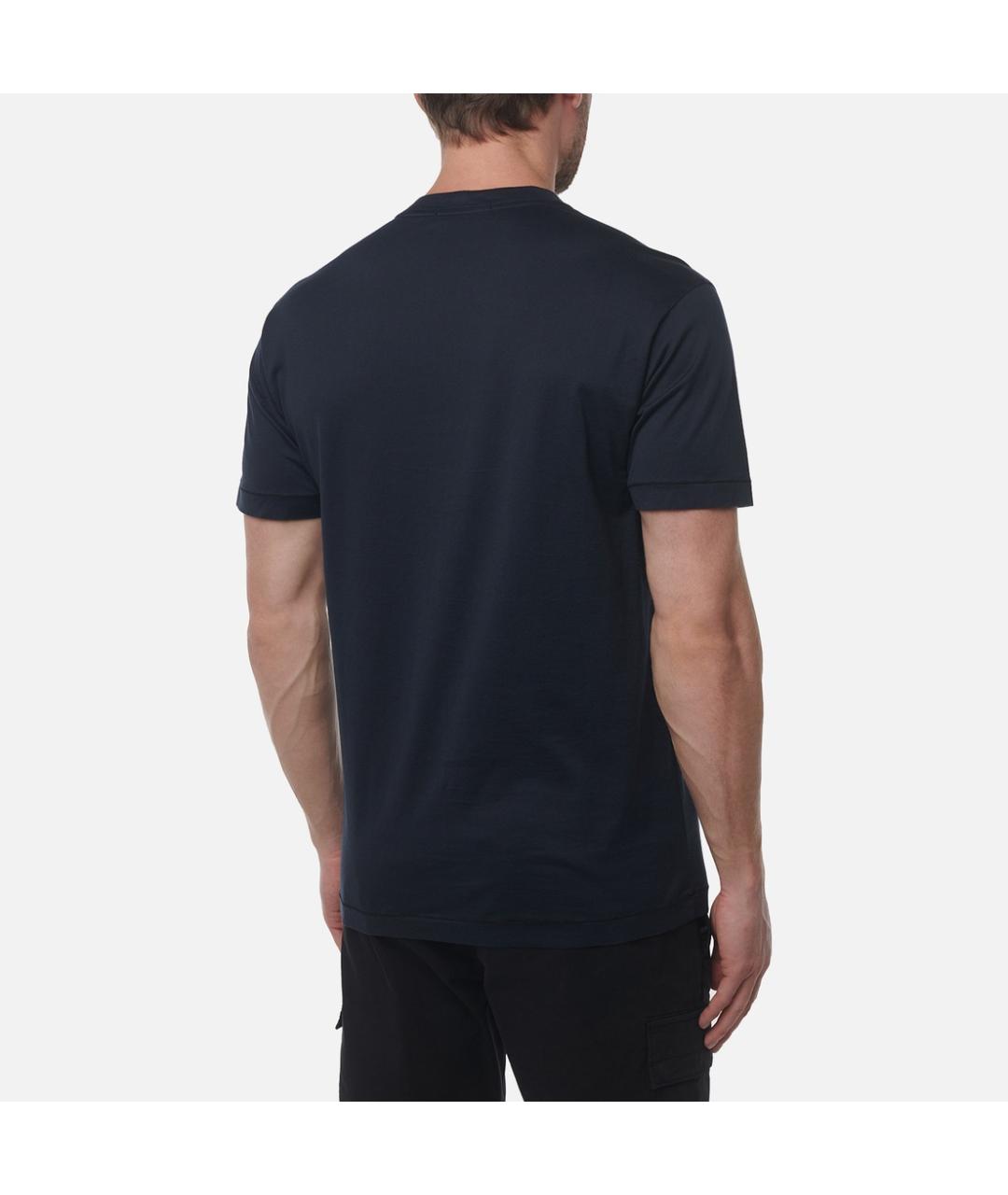STONE ISLAND Темно-синяя хлопковая футболка, фото 5