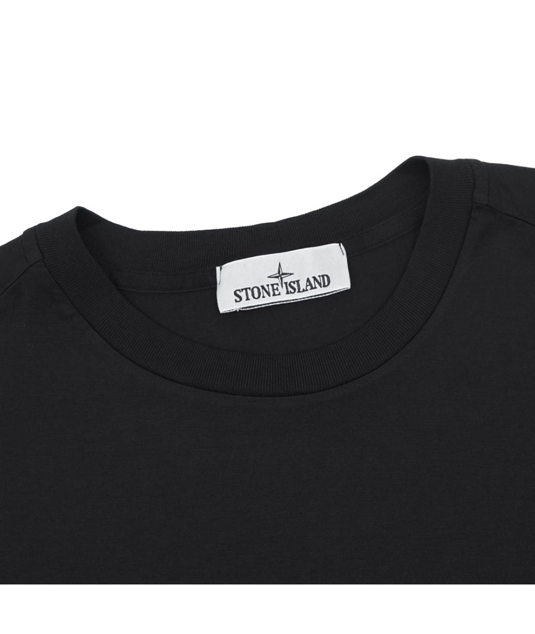 STONE ISLAND Темно-синяя хлопковая футболка, фото 2