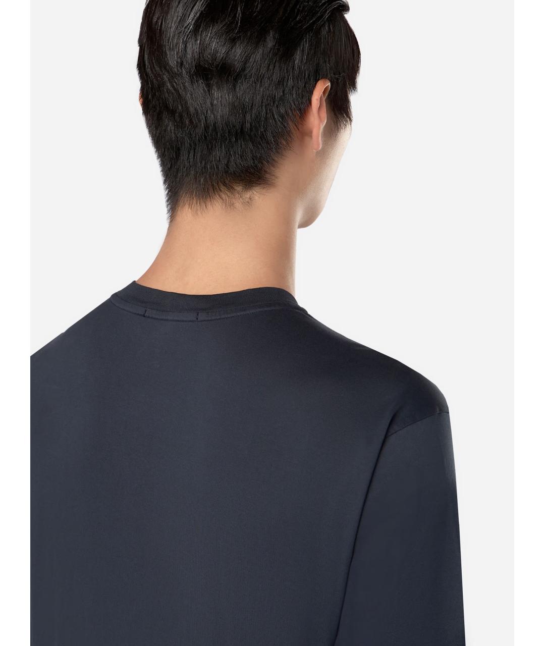 STONE ISLAND Темно-синяя хлопковая футболка, фото 7