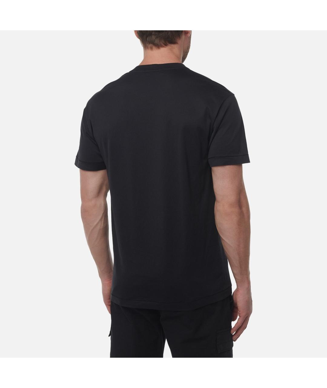 STONE ISLAND Черная хлопковая футболка, фото 5