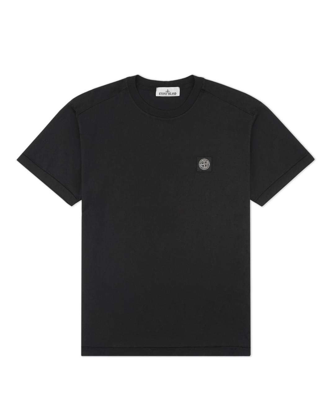 STONE ISLAND Черная хлопковая футболка, фото 1