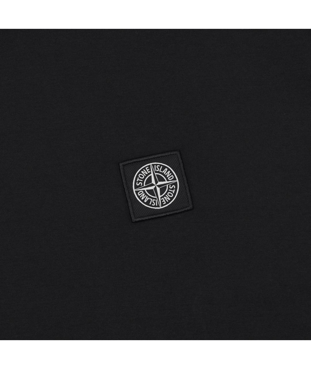 STONE ISLAND Черная хлопковая футболка, фото 3