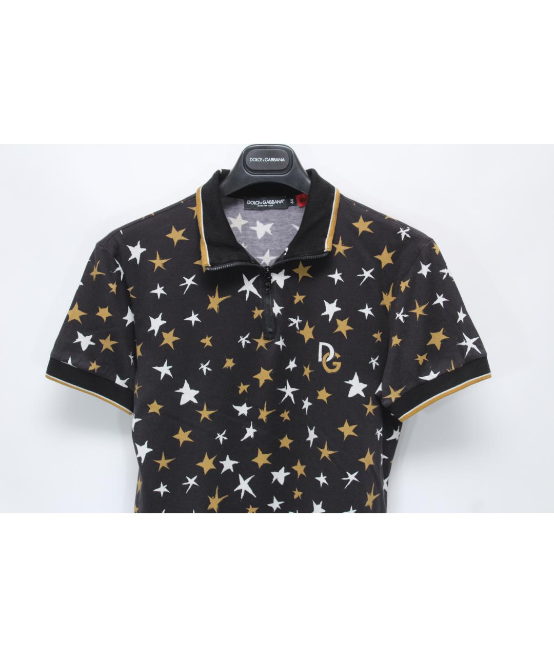 DOLCE&GABBANA Черное хлопковое поло с коротким рукавом, фото 2