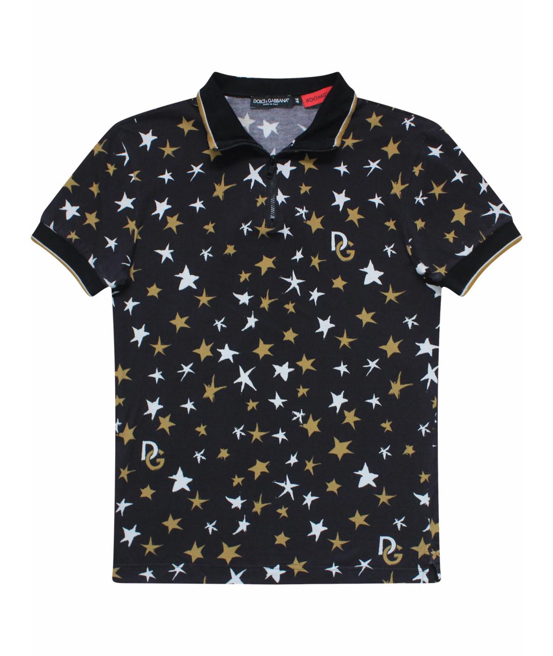DOLCE&GABBANA Черное хлопковое поло с коротким рукавом, фото 1
