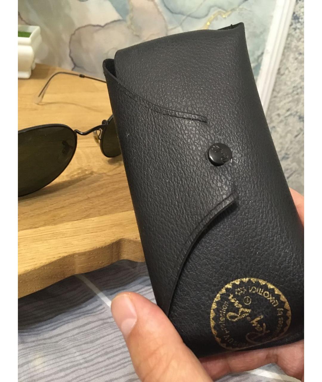 RAY BAN Черные металлические солнцезащитные очки, фото 4