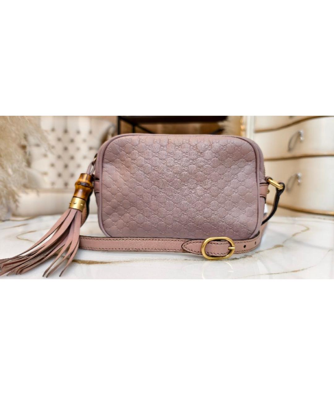 GUCCI Розовая кожаная сумка через плечо, фото 2