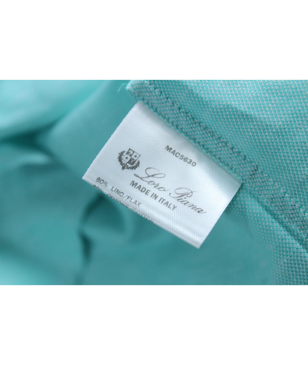 LORO PIANA Бирюзовая льняная классическая рубашка, фото 9