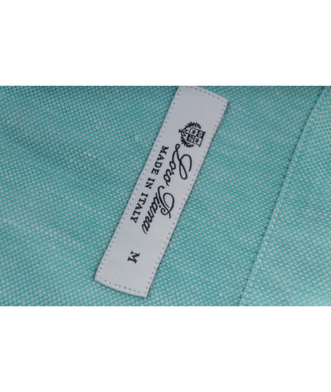 LORO PIANA Бирюзовая льняная классическая рубашка, фото 6