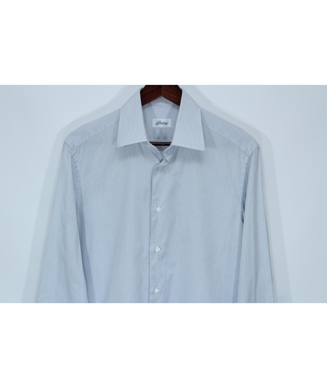BRIONI Голубая хлопковая классическая рубашка, фото 2