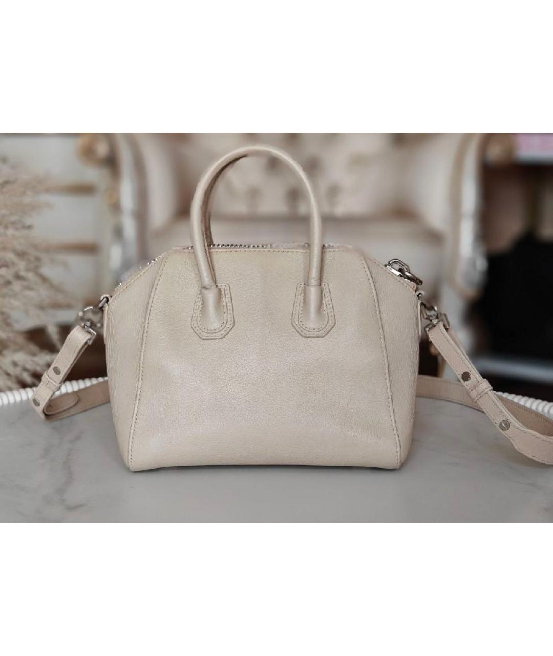 GIVENCHY Бежевая кожаная сумка с короткими ручками, фото 4