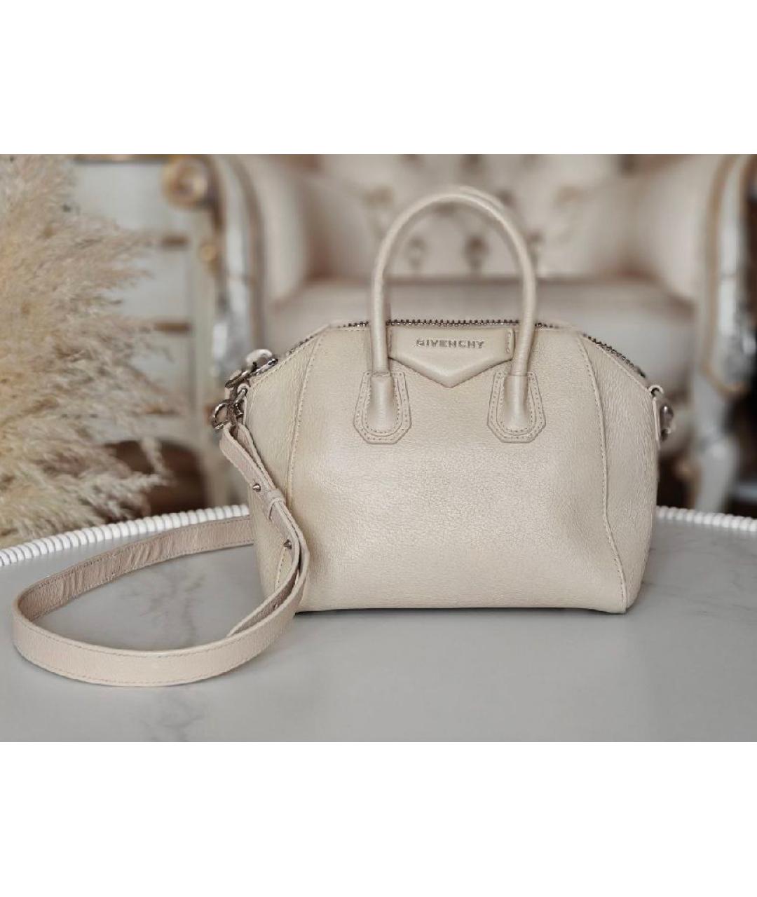 GIVENCHY Бежевая кожаная сумка с короткими ручками, фото 9