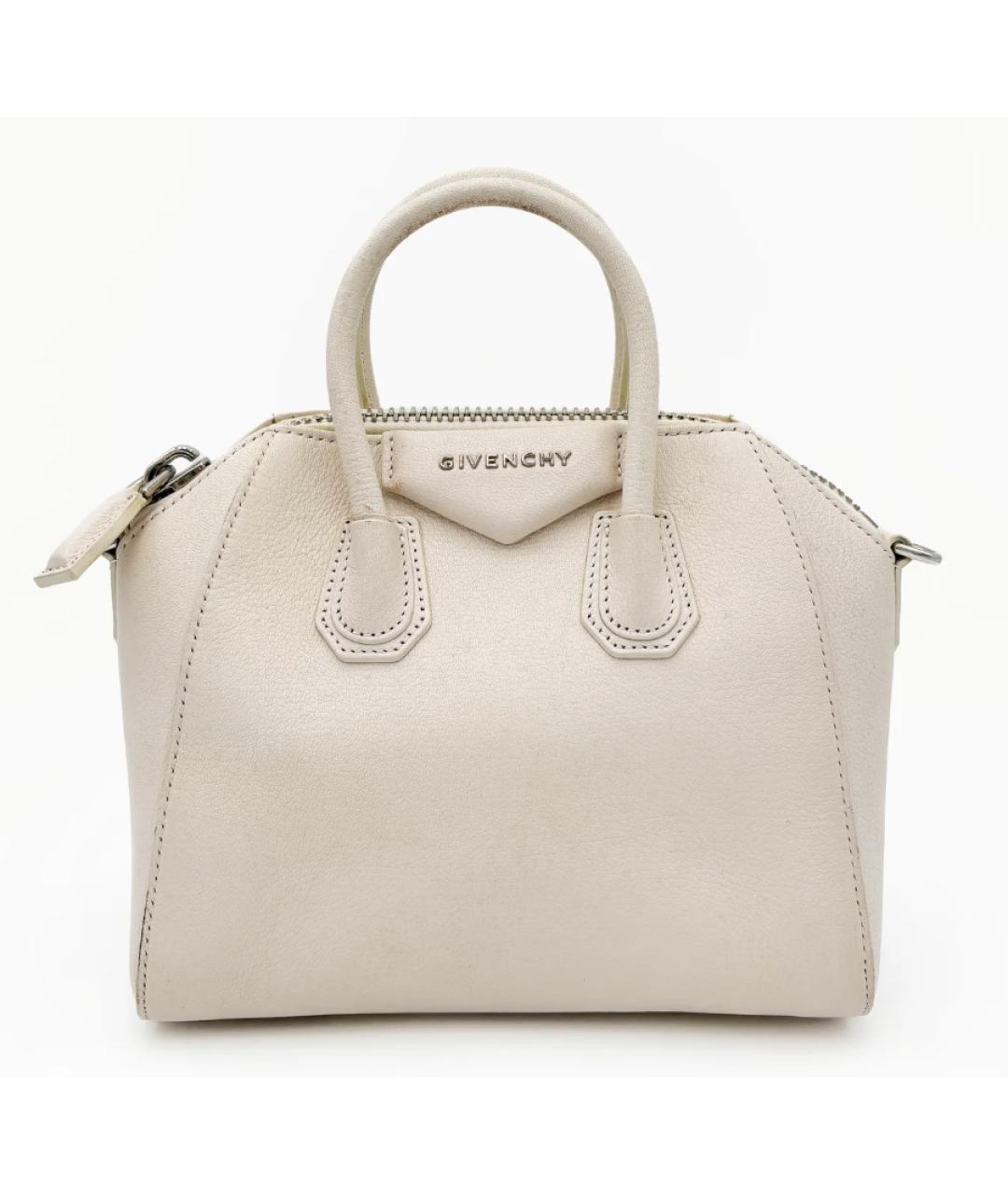 GIVENCHY Бежевая кожаная сумка с короткими ручками, фото 10