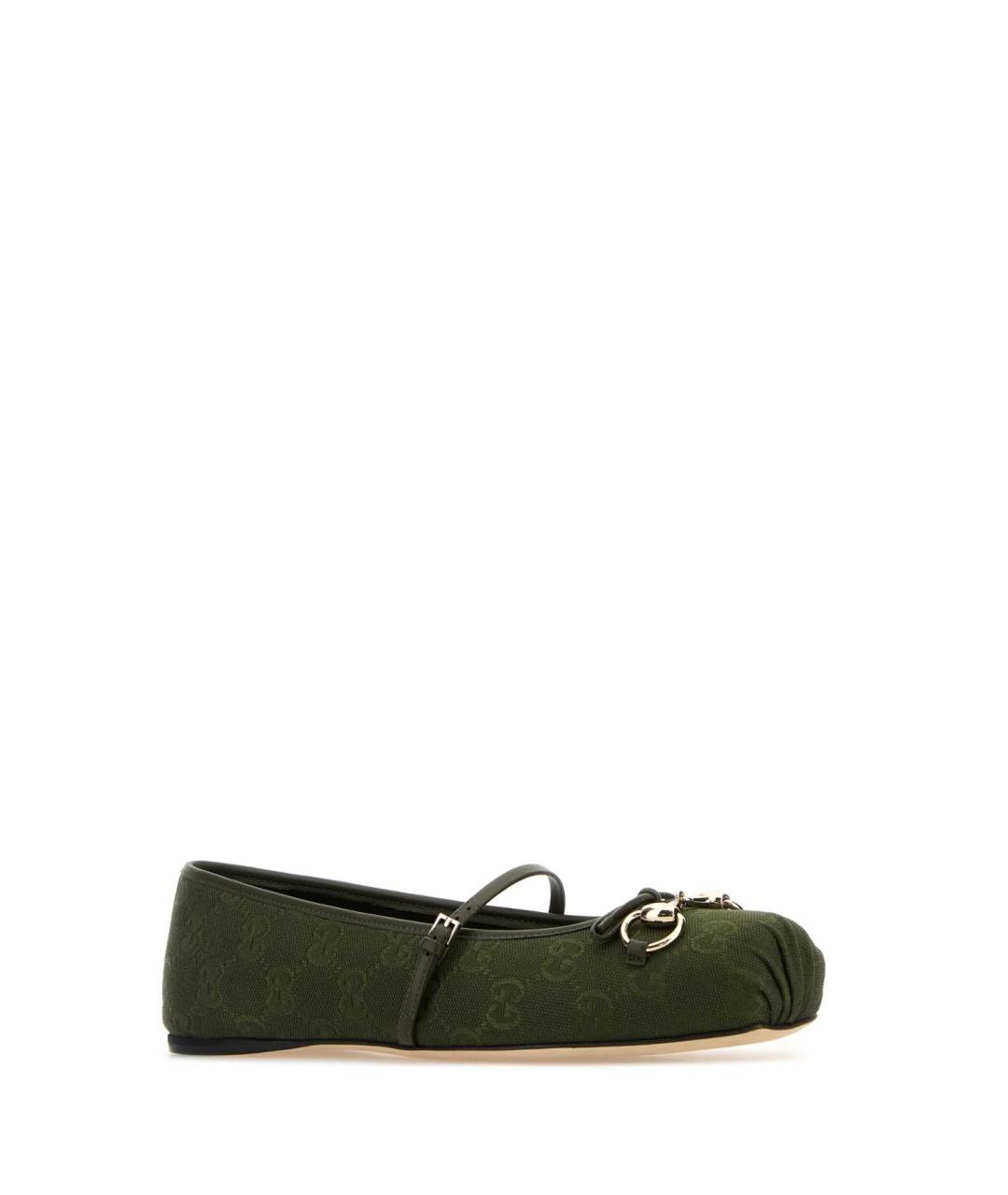 GUCCI Зеленые кожаные балетки, фото 2