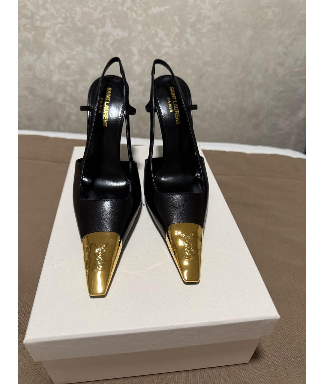 SAINT LAURENT Черные кожаные туфли, фото 3