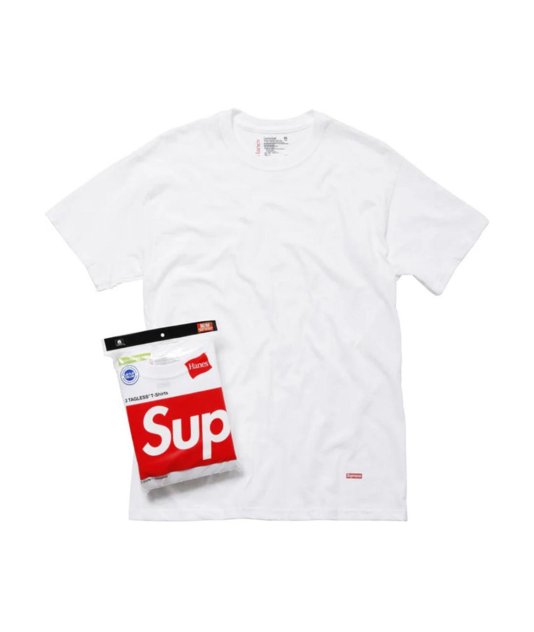 SUPREME Белая хлопковая футболка, фото 4