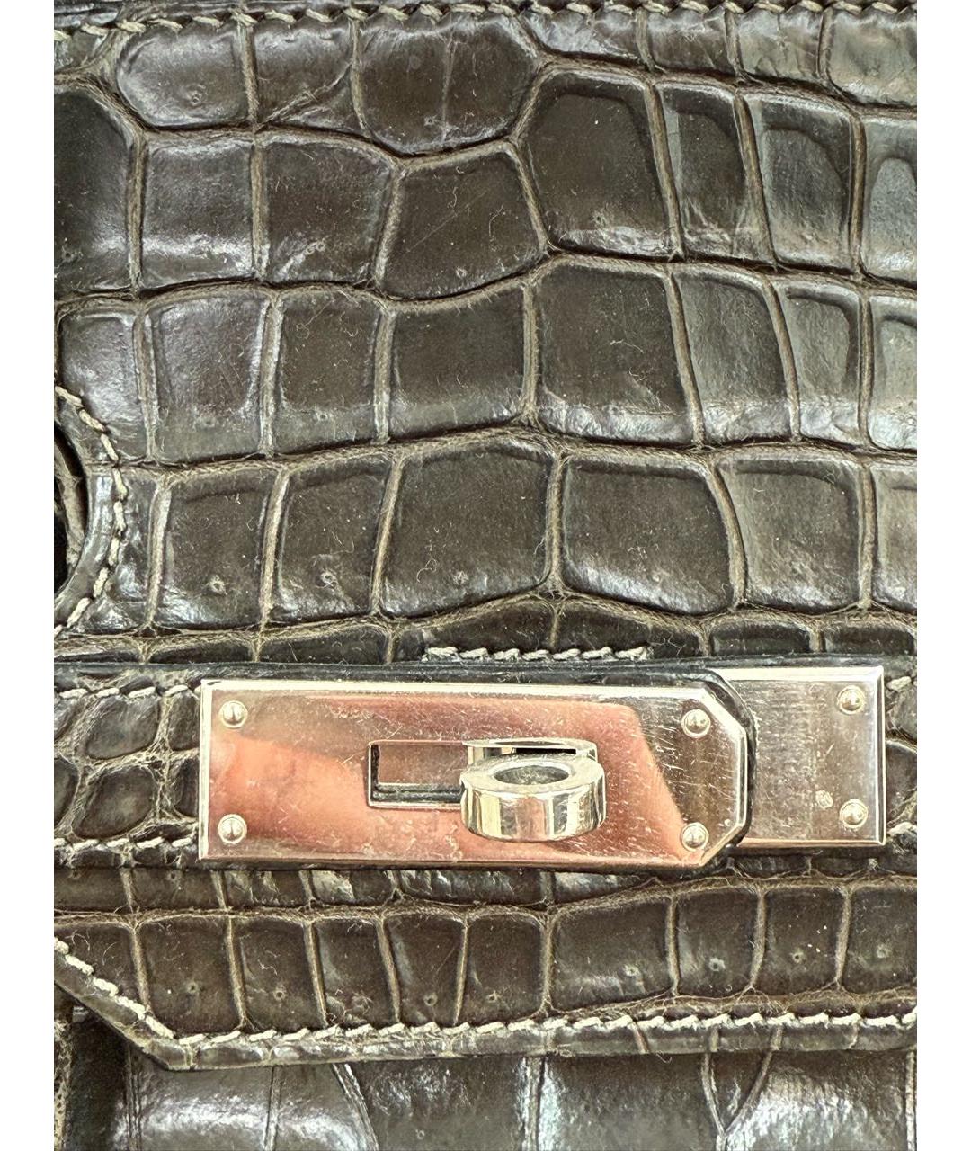 HERMES Коричневая сумка с короткими ручками из экзотической кожи, фото 8