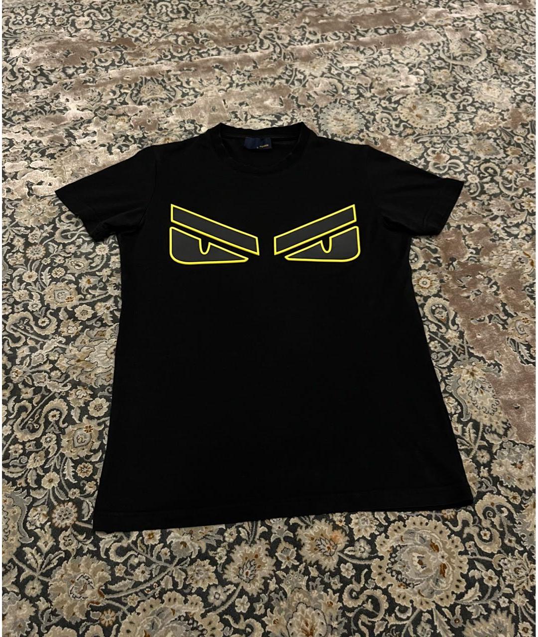 FENDI Черная хлопковая футболка, фото 7