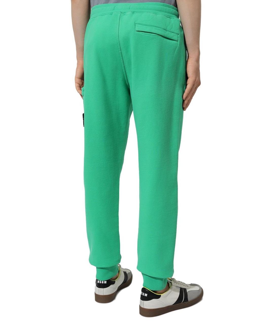 STONE ISLAND Зеленые хлопковые повседневные брюки, фото 4