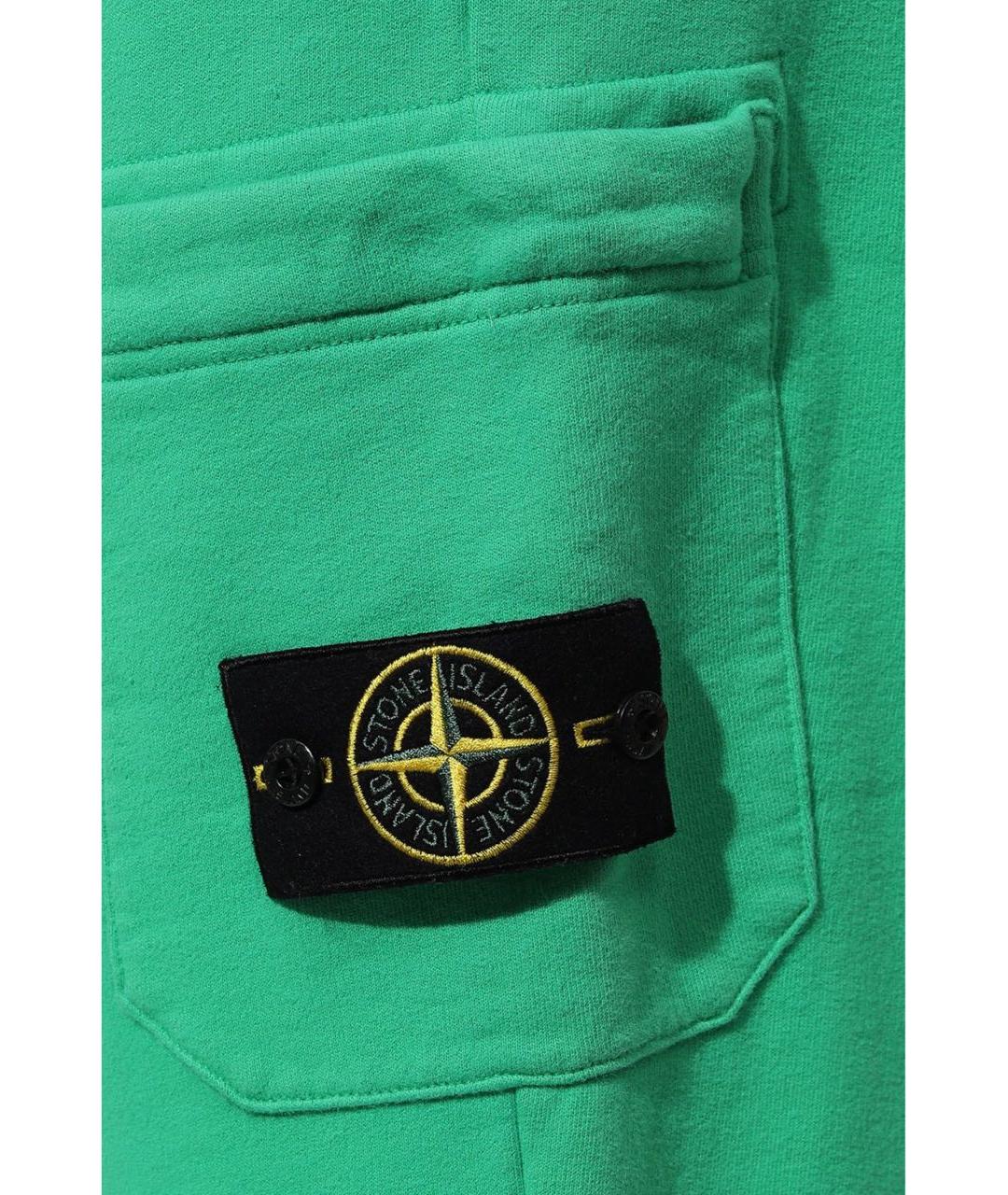 STONE ISLAND Зеленые хлопковые повседневные брюки, фото 3
