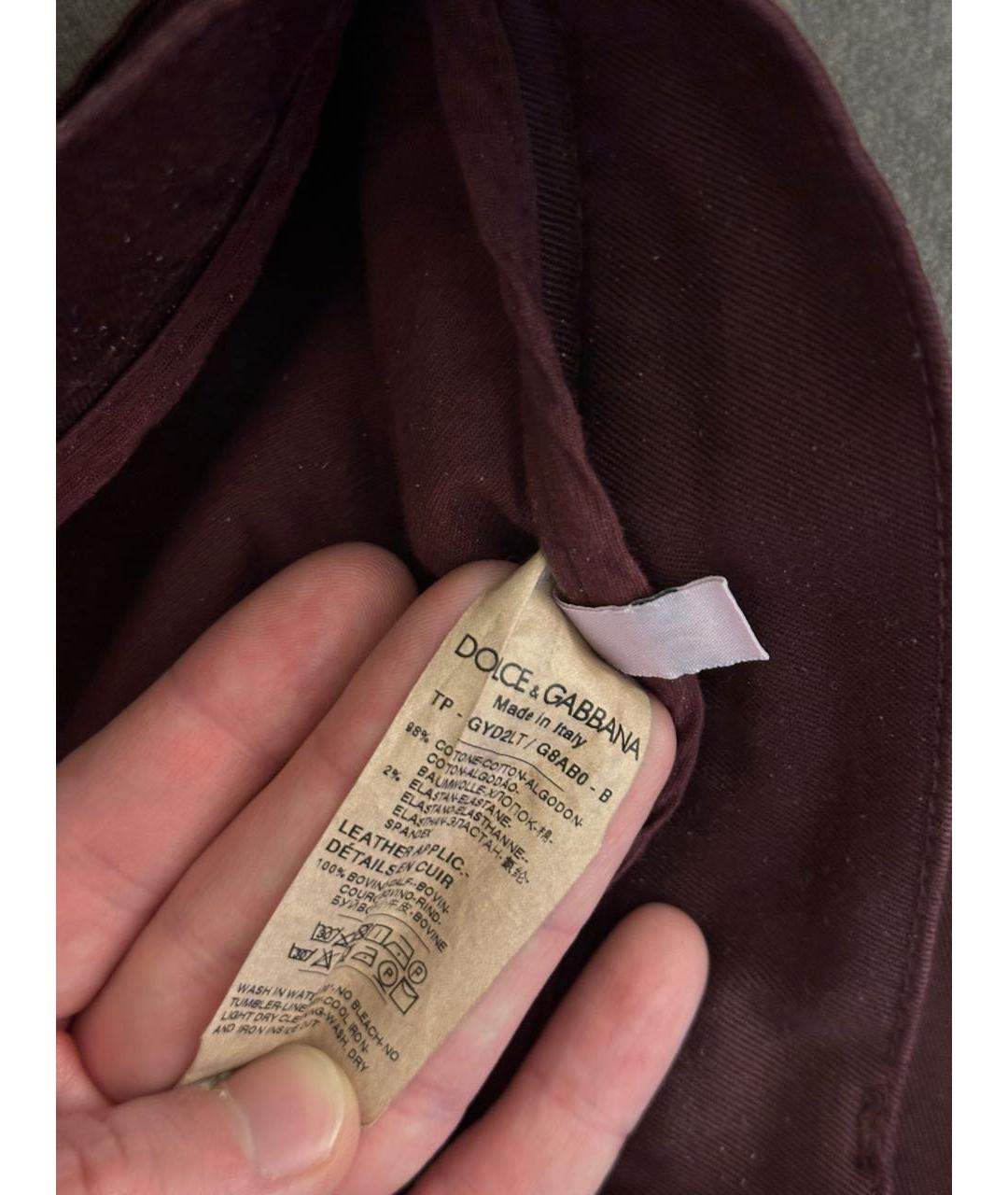 DOLCE&GABBANA Бордовые хлопковые джинсы скинни, фото 3