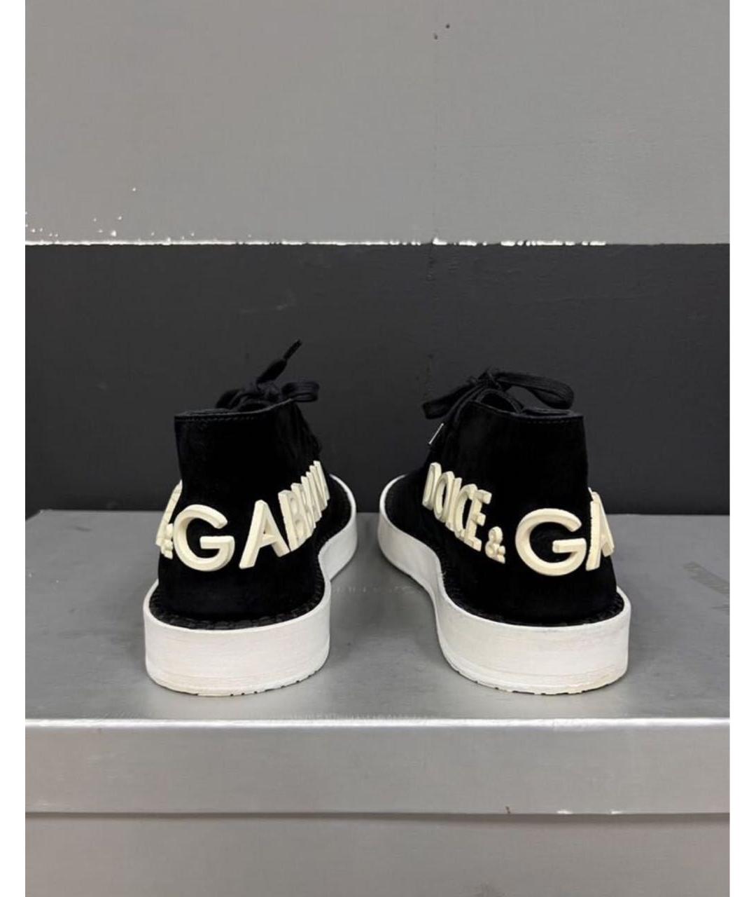DOLCE&GABBANA Черные замшевые высокие кроссовки / кеды, фото 4