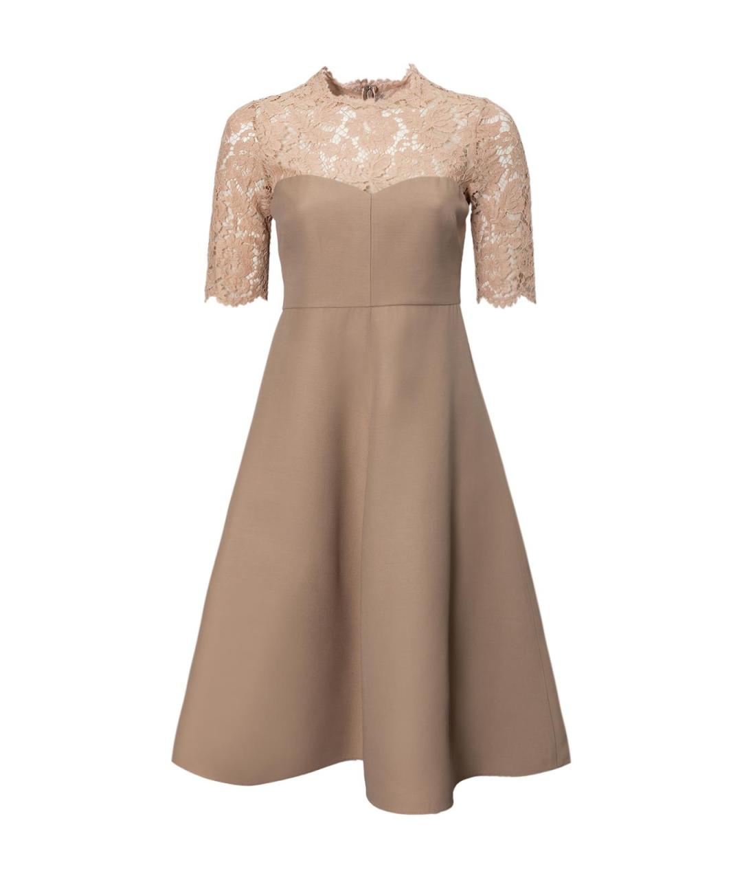 VALENTINO Бежевое кружевное повседневное платье, фото 1