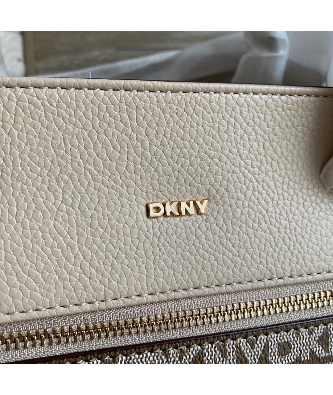DKNY Бежевая сумка с короткими ручками из искусственной кожи, фото 9