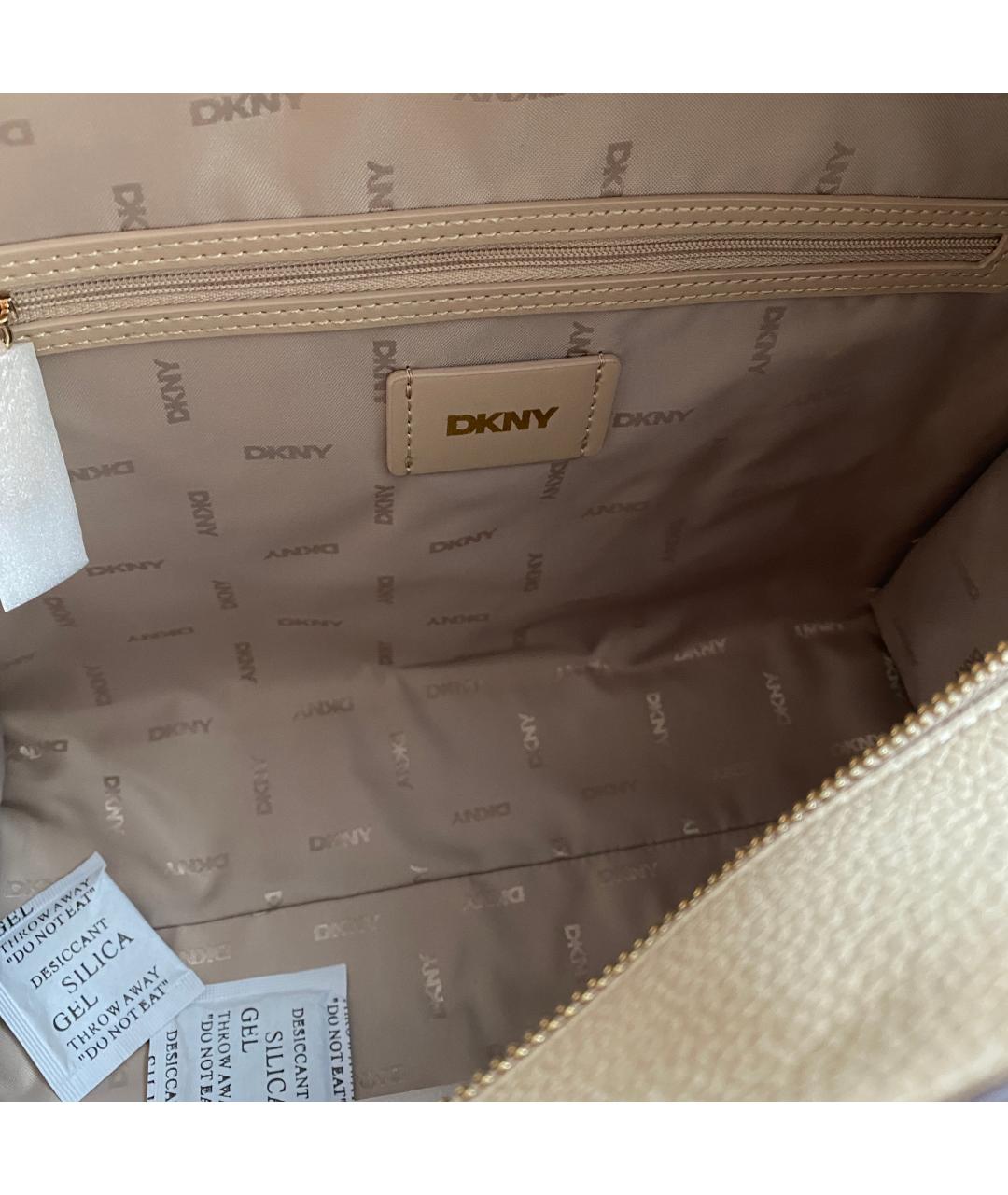 DKNY Бежевая сумка с короткими ручками из искусственной кожи, фото 5
