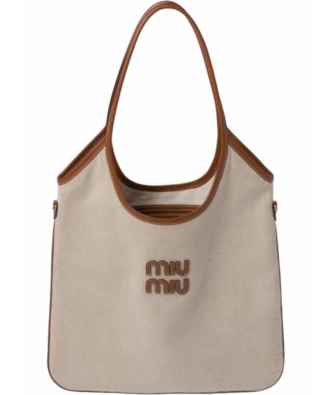 MIU MIU Бежевая кожаная сумка тоут, фото 1