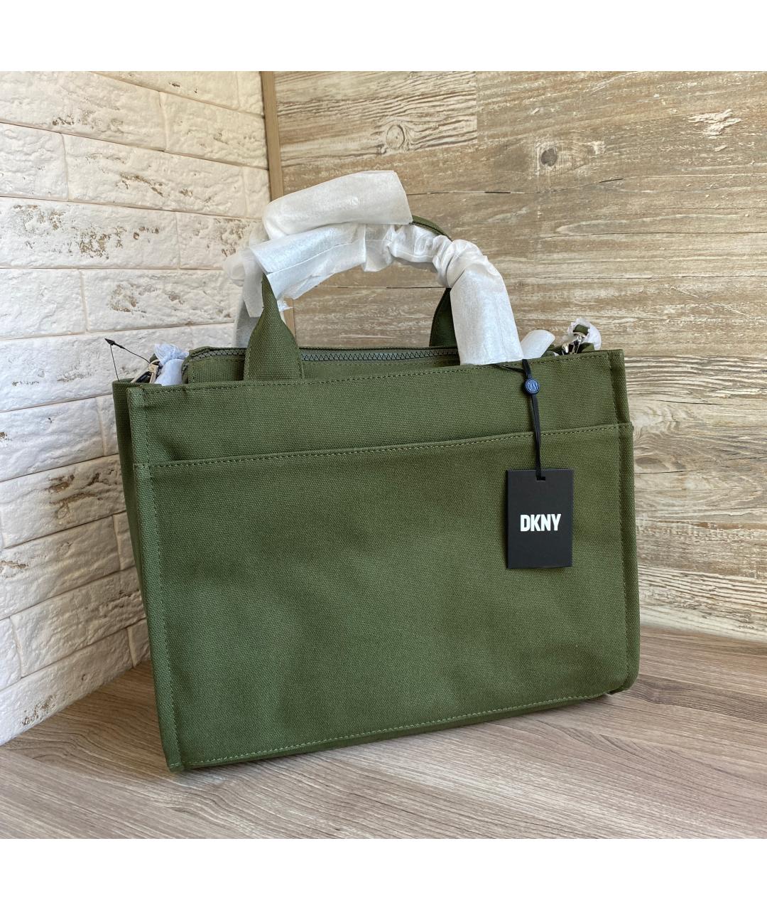 DKNY Зеленая хлопковая сумка с короткими ручками, фото 3