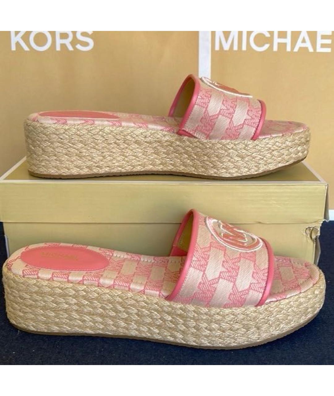 MICHAEL KORS Розовые текстильные шлепанцы, фото 4