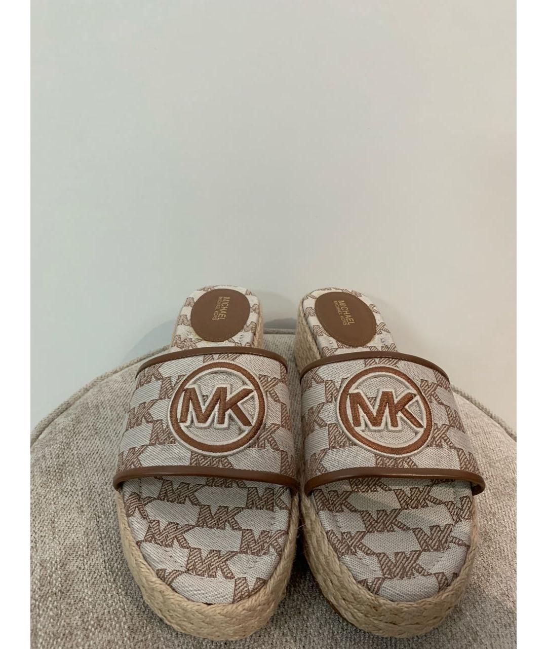 MICHAEL KORS Коричневые текстильные шлепанцы, фото 2