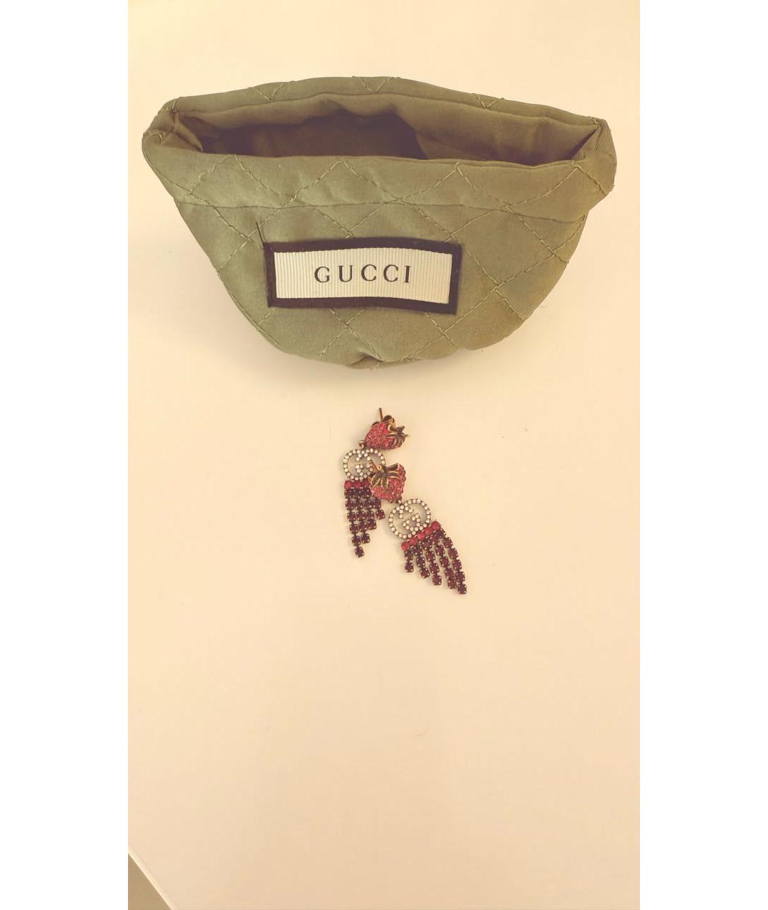 GUCCI Бордовые металлические серьги, фото 4