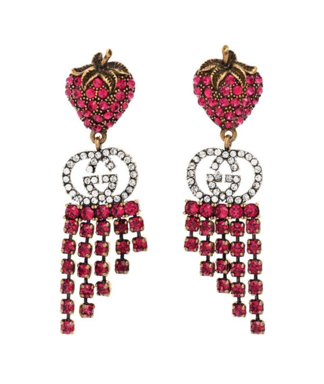 GUCCI Бордовые металлические серьги, фото 1