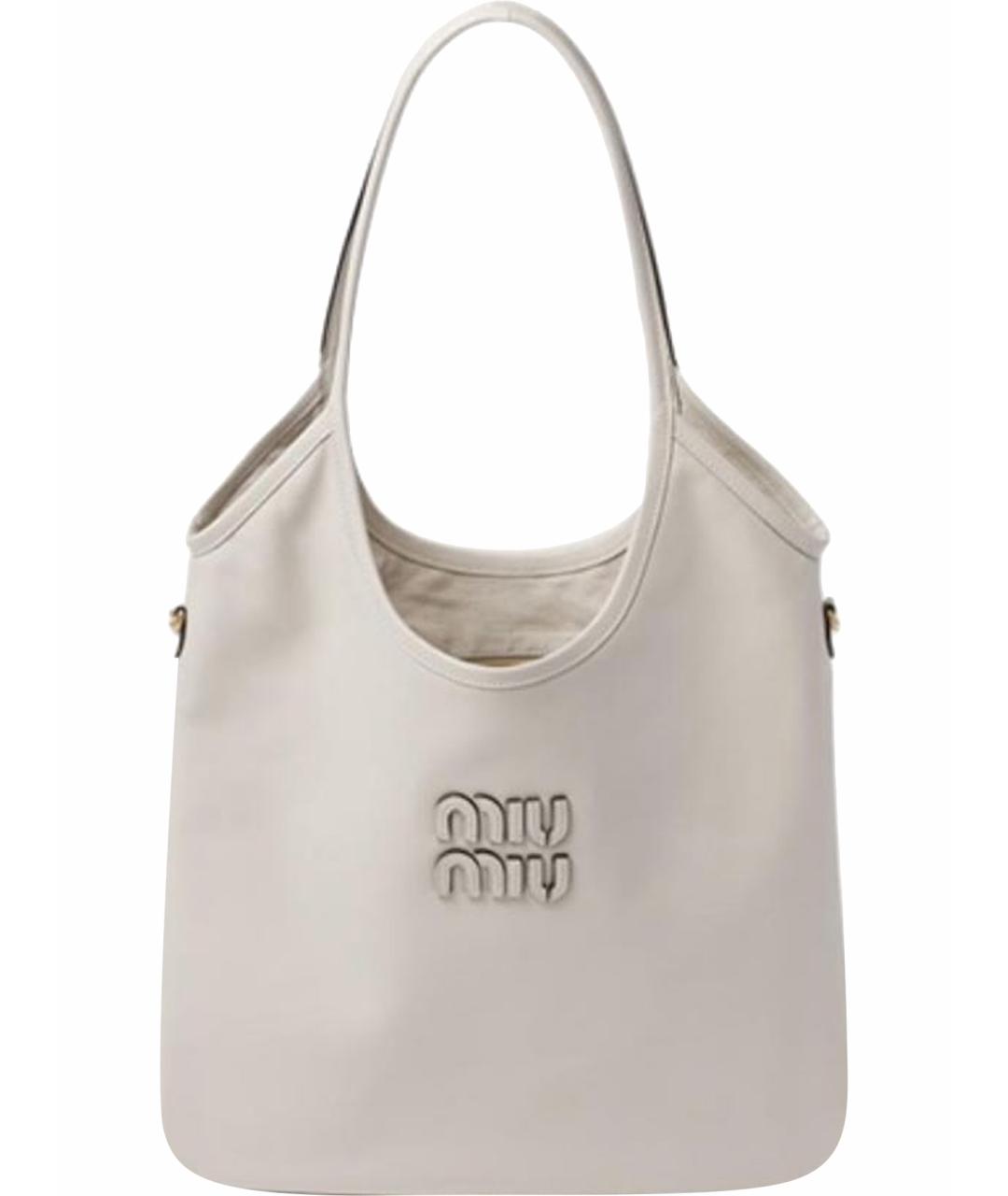 MIU MIU Белая кожаная сумка тоут, фото 1