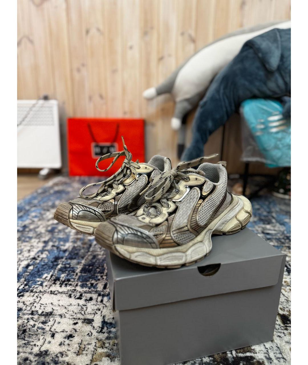 BALENCIAGA Серые текстильные низкие кроссовки / кеды, фото 2