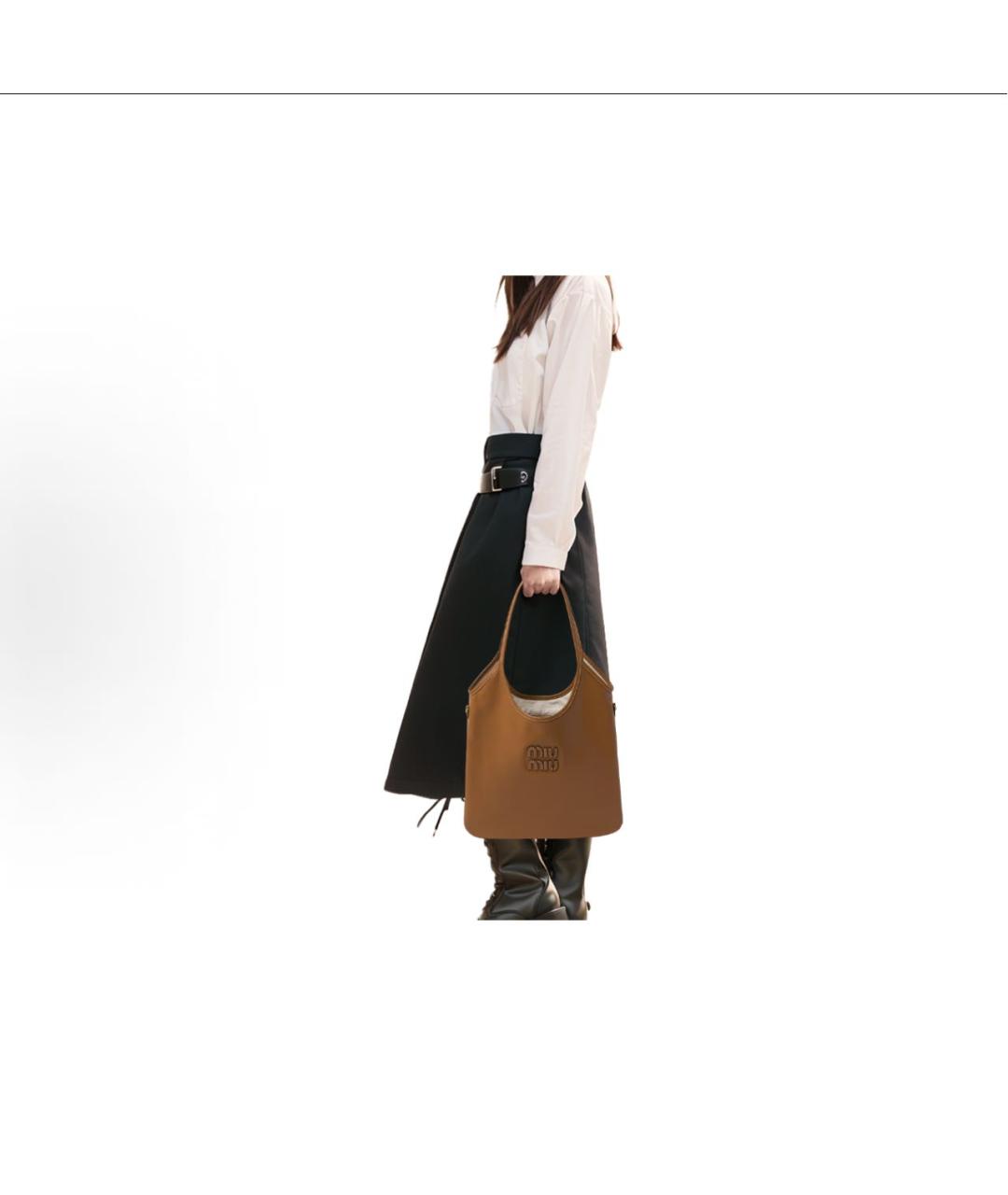 MIU MIU Коричневая кожаная сумка тоут, фото 6